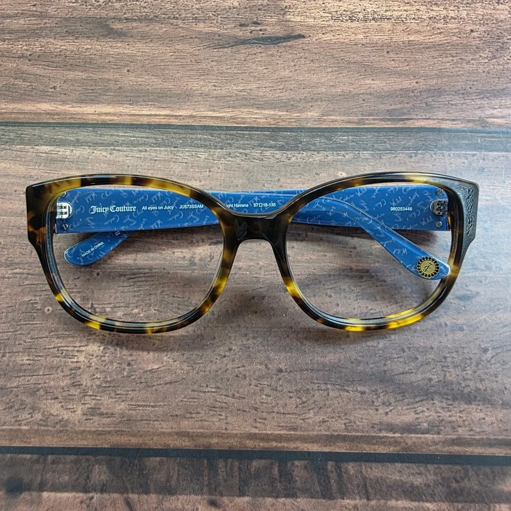 Juicy‎ Couture JU573SSAM Light Havana Tortoise Blue Eyeglasses Frames 57-18-135